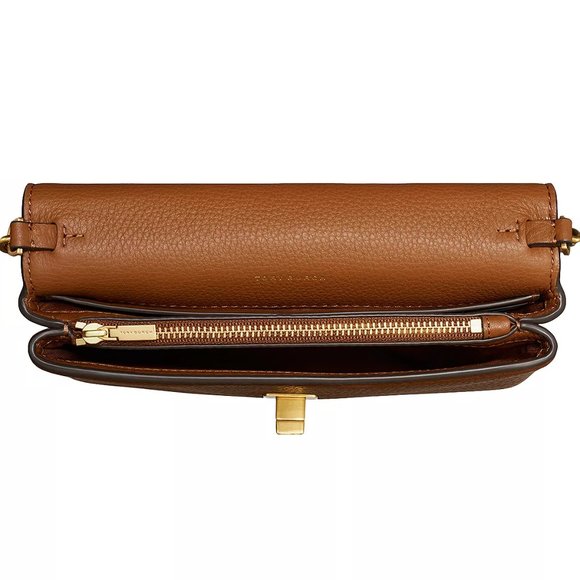 NWT Tory Burch Kira Chevron Leather Wallet On a Chain WOC Umber Brown AUTHENTIC - Picture 4 of 16